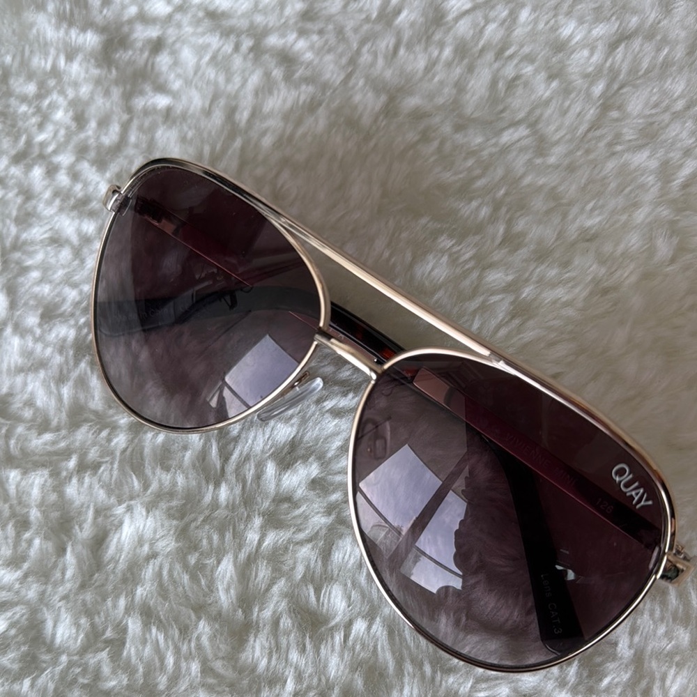 Quay Australia Gold and Black Aviator Sunglasses